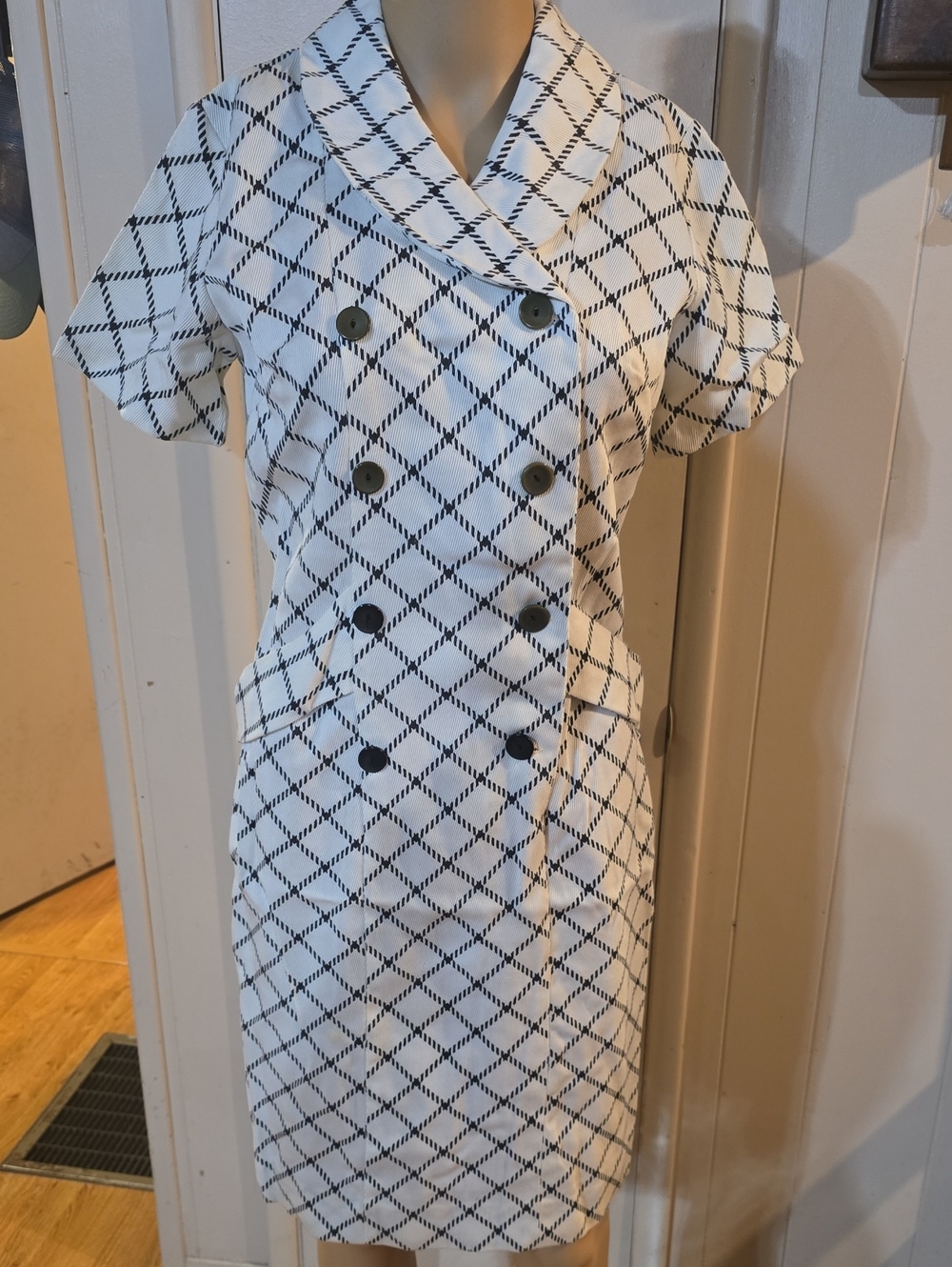 Vintage 60's Jackie Carson Plaid Double-Breasted Mini Dress